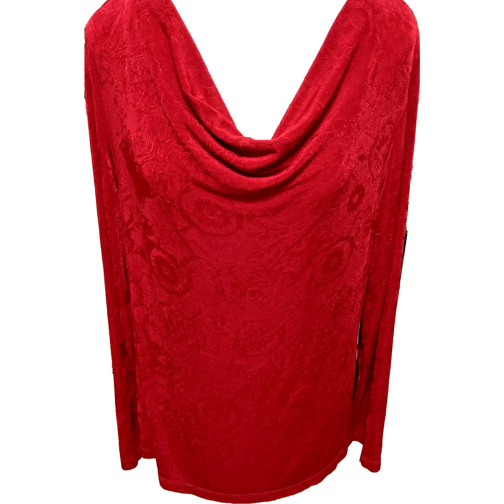 Chico's Travelers Women's Top Sz 3 (XL) Pullover Drape Neck Deep Red Slinky